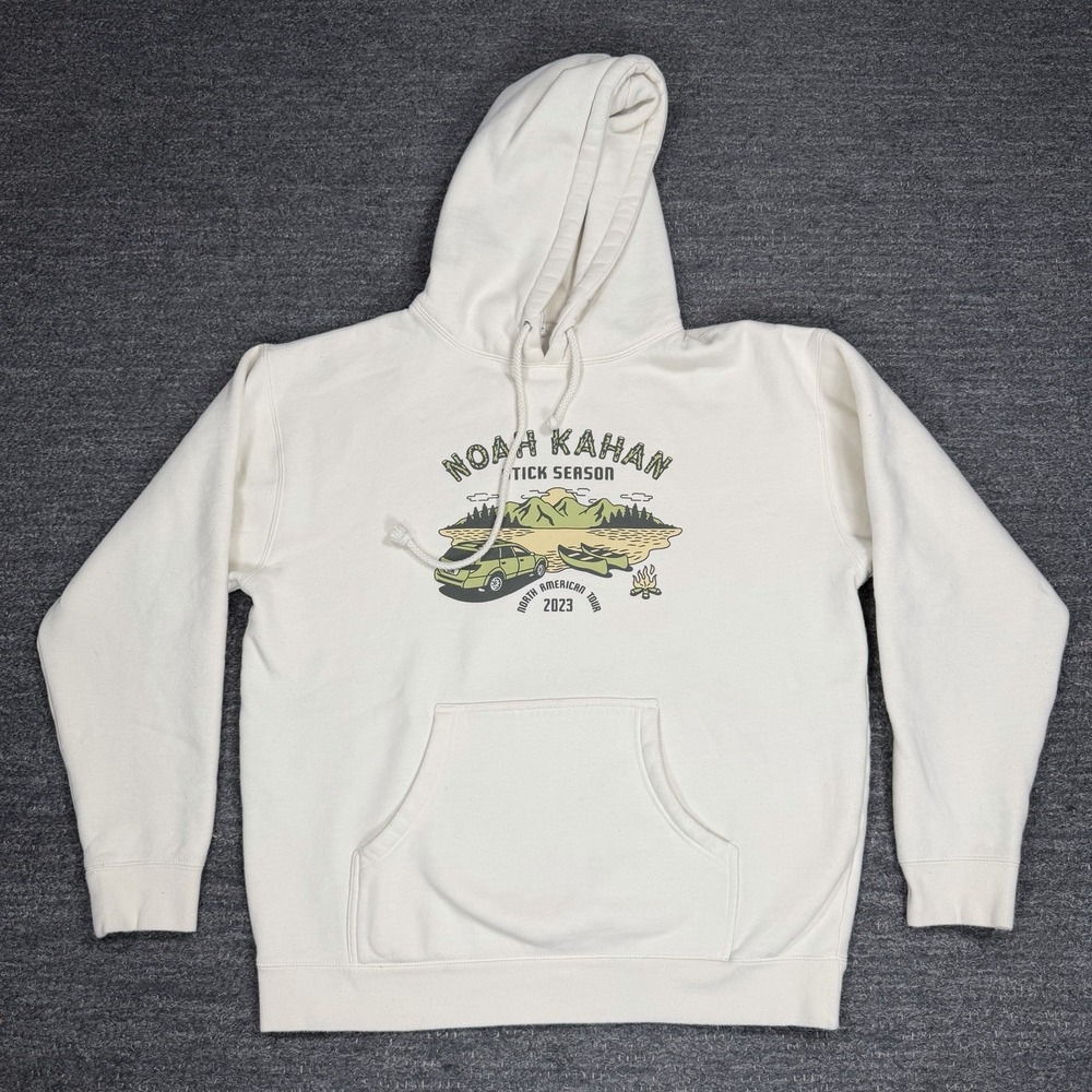 Noah Kahan Stick Season 2023 Tour Hoodie Large Cream Concert Merch Folk Music